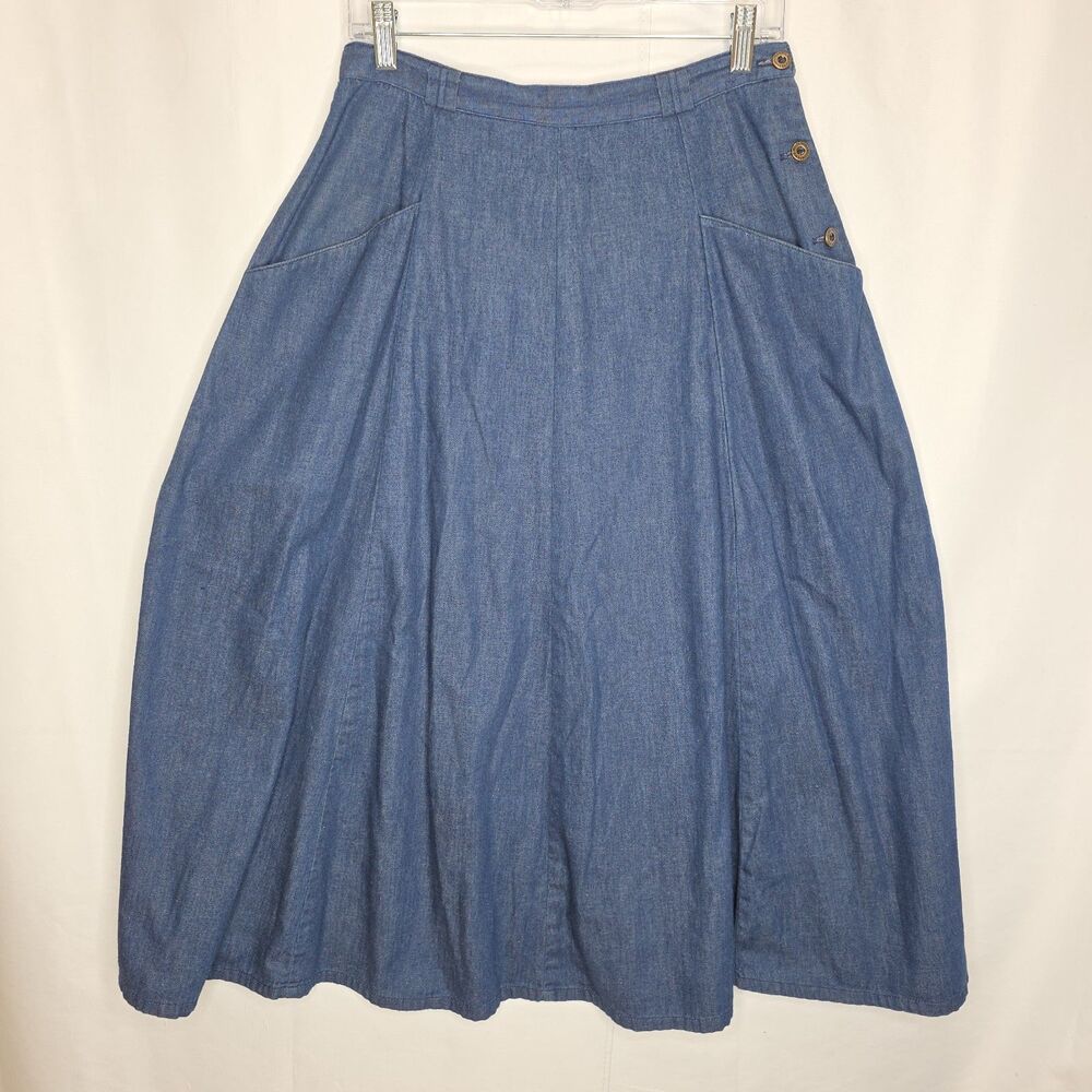 Vintage 70s 80s Full Denim Maxi Skirt Prairie Cottage Claire Sport Western Sz 12